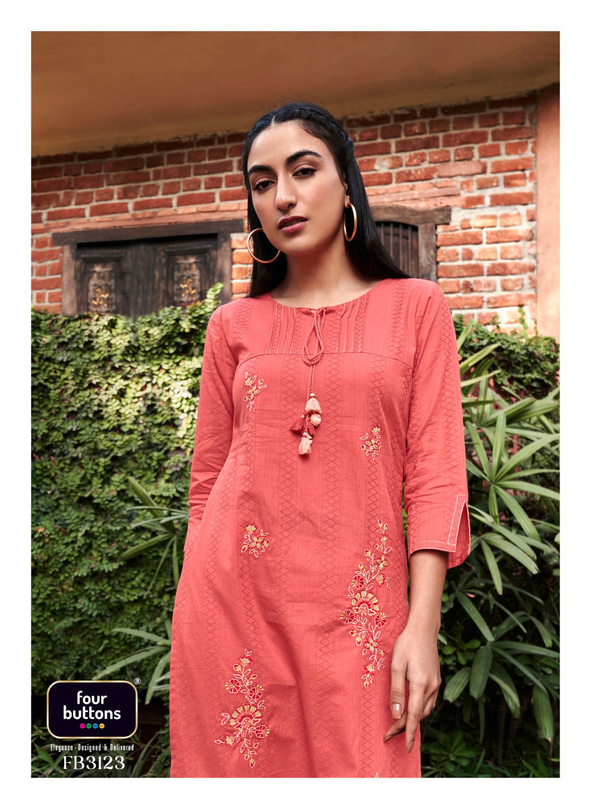 Four Buttons Tarz Fb3121-Fb3126 Wholesale Cotton Kurtis Catalog